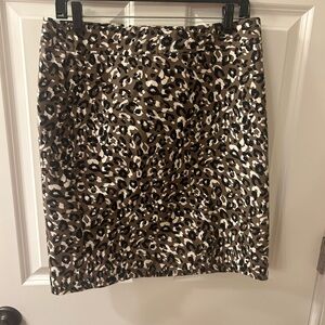 Women’s Merona Brown Black and Cream Leopard Print Skirt Size 8